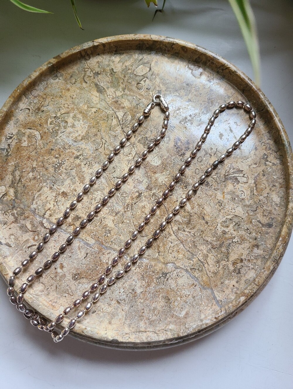 Sterling Silver 925 Oval Ball Bead Chain Milor Italy Necklace